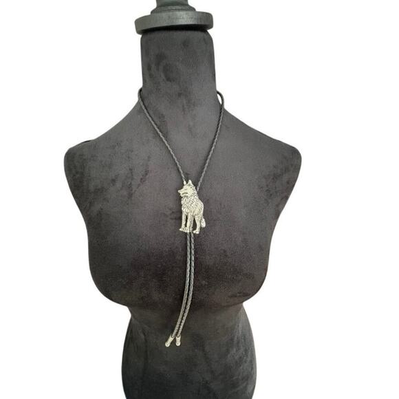 Unisex Vintage Cisco Pewter Wolf Bolo Tie –‎ Western Adjustable Cord